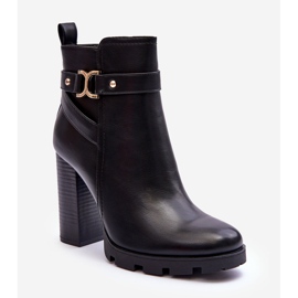 FB2 Botas Tacón De Piel Negro Liani 1