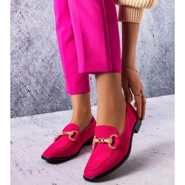PA1 Mocasín rosa fluet con adornos dorados rosado 3
