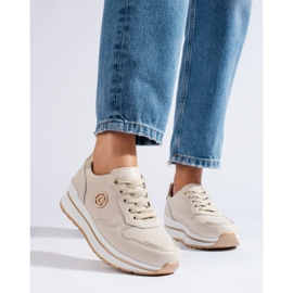Zapatillas con plataforma en cuero beige de Shelovet 1