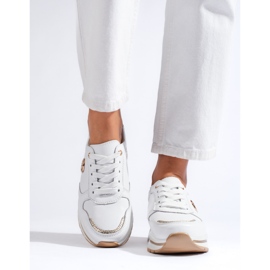 Zapatillas deportivas con plataforma en piel blancas de Shelovet blanco 2
