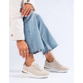 Zapatillas con cuña de cuero beige de Shelovet 1