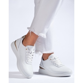 SHELOVET Deportivas mujer cuña Welovet de piel en color blanco 1
