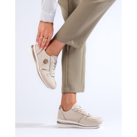 Zapatillas Shelovet de piel beige 1