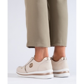 Zapatillas Shelovet de piel beige 3