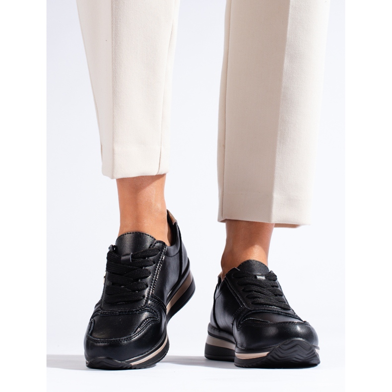 Deportivas Shelovet de piel negra. negro 2