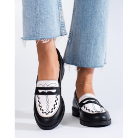 Mocasines Shelovet de mujer en blanco y negro 1