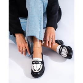 Mocasines Shelovet de mujer en blanco y negro 2