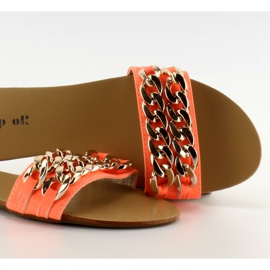 Pantuflas con cadena de oro albaricoque-fluo naranja 4