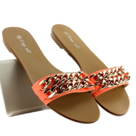 Pantuflas con cadena de oro albaricoque-fluo naranja 3