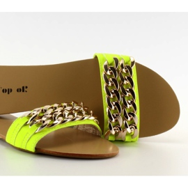 Pantuflas con cadena de oro MB-6272 amarillo-fluo dorado 2