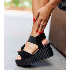 Sandalias de cuña negras de Romani negro 3