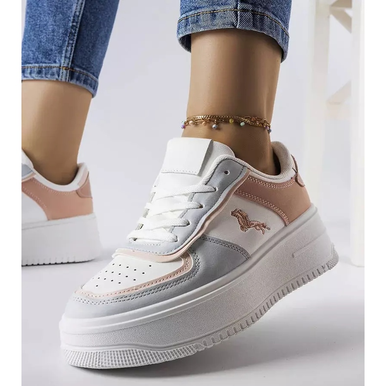 Zapatillas con plataforma rosas y azules de Gidle blanco 1