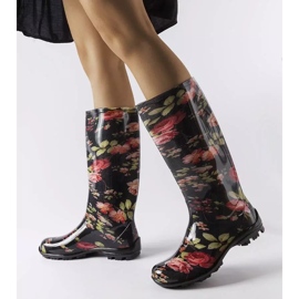 Botas altas negras con rosas Pimen blanco 1