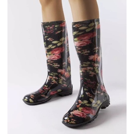 Botas altas negras con rosas Pimen blanco 2