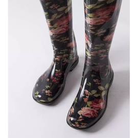 Botas altas negras con rosas Pimen blanco 3