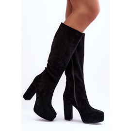 Botas por encima de la rodilla con tacón negro y plataforma Baldrema 3