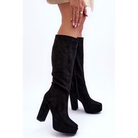 Botas por encima de la rodilla con tacón negro y plataforma Baldrema 4
