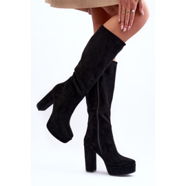 Botas por encima de la rodilla con tacón negro y plataforma Baldrema 5