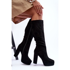 Botas por encima de la rodilla con tacón negro y plataforma Baldrema 2
