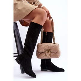 Botas Tacón Plano Ante Negro Eelin 1 Botas Tacón Plano Ante Negro Eelin 1