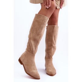 PA1 Botas Tacón Plano Ante Beige Eelin 4