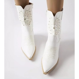 Botas cowboy blancas Leopardi con parte superior adornada blanco 2