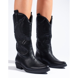 Shelovet botas cowboy de mujer negras con tacón negro 3