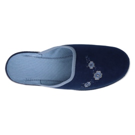 Pantuflas de mujer befado de pu con bordado 219D481 azul marino 3 Pantuflas de mujer befado de pu con bordado 219D481 azul marino 3
