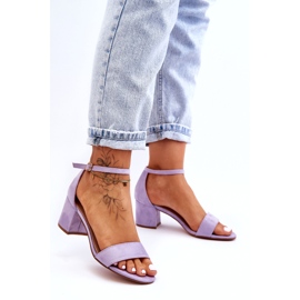 Sandalias clásicas de tacón bajo de ante morado Honeymoon púrpura 2