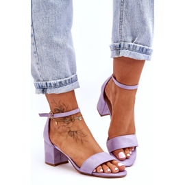 Sandalias clásicas de tacón bajo de ante morado Honeymoon púrpura 3