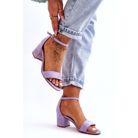 Sandalias clásicas de tacón bajo de ante morado Honeymoon púrpura 4