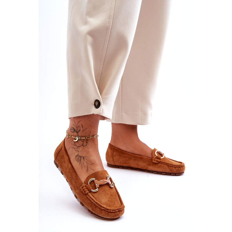 Super Mode Mocasines Mujer Ante Con Adorno Marrón Dionira 4