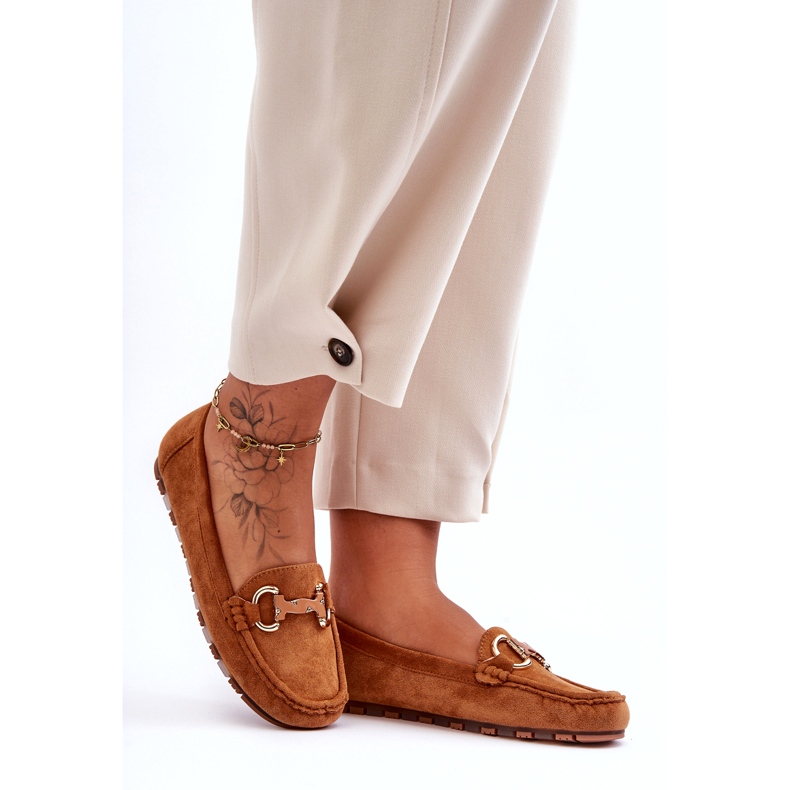 Super Mode Mocasines Mujer Ante Con Adorno Marrón Dionira 3