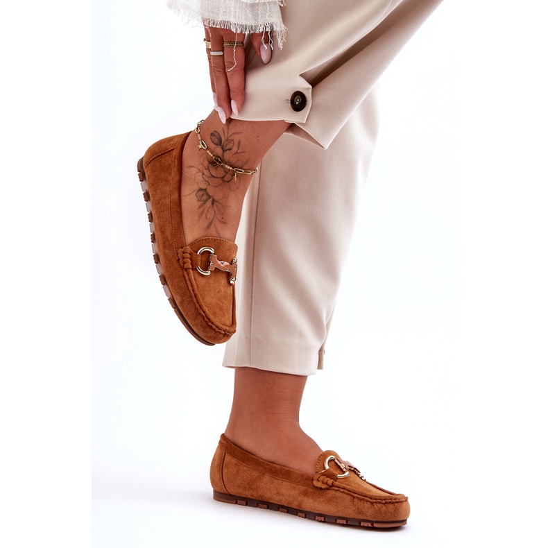 Super Mode Mocasines Mujer Ante Con Adorno Marrón Dionira 1