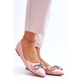 Bailarinas elegantes con lazo y pedrería rosa rosado 3