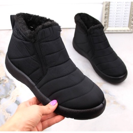 News Botas de nieve sin cordones impermeables para mujer con bandas elásticas negro Novedad 3193 1