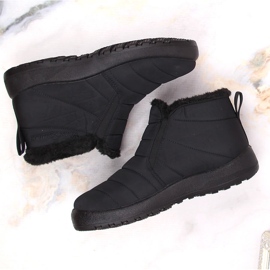 News Botas de nieve sin cordones impermeables para mujer con bandas elásticas negro Novedad 3193 4