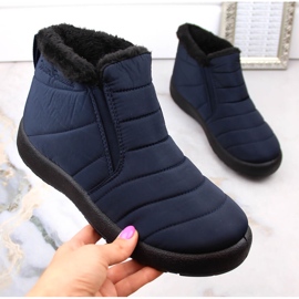 News Botas de nieve sin cordones para mujer impermeables con bandas elásticas azul marino Novedad 3193 1