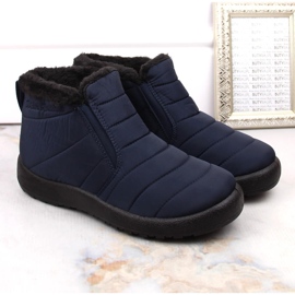 News Botas de nieve sin cordones para mujer impermeables con bandas elásticas azul marino Novedad 3193 2