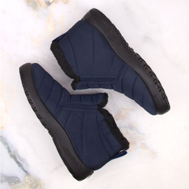 News Botas de nieve sin cordones para mujer impermeables con bandas elásticas azul marino Novedad 3193 4