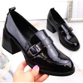 Zapatos de mujer lacados en negro con tacón decorativo Vinceza 58173 1 Zapatos de mujer lacados en negro con tacón decorativo Vinceza 58173 1