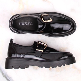 Zapatos de mujer lacados en negro con hebilla Vinceza 58184 5