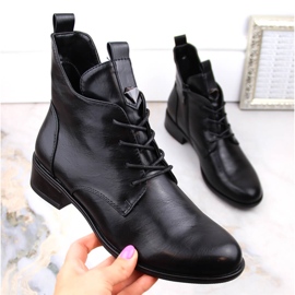M. DASZYŃSKI Botas de mujer con cordones y cremallera con aislamiento negro M.Daszyński SA198-24 1