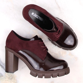 M. DASZYŃSKI Zapatos de mujer con poste y plataforma, granate M.Daszyński SA218-2 rojo 3