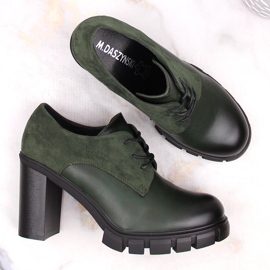 M. DASZYŃSKI Zapatos de mujer verdes con poste y plataforma M.Daszyński SA218-2 3