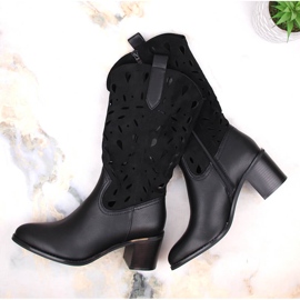 M. DASZYŃSKI Botas cowboy cálidas caladas de mujer negras M.Daszyński MR2337-3 negro 1