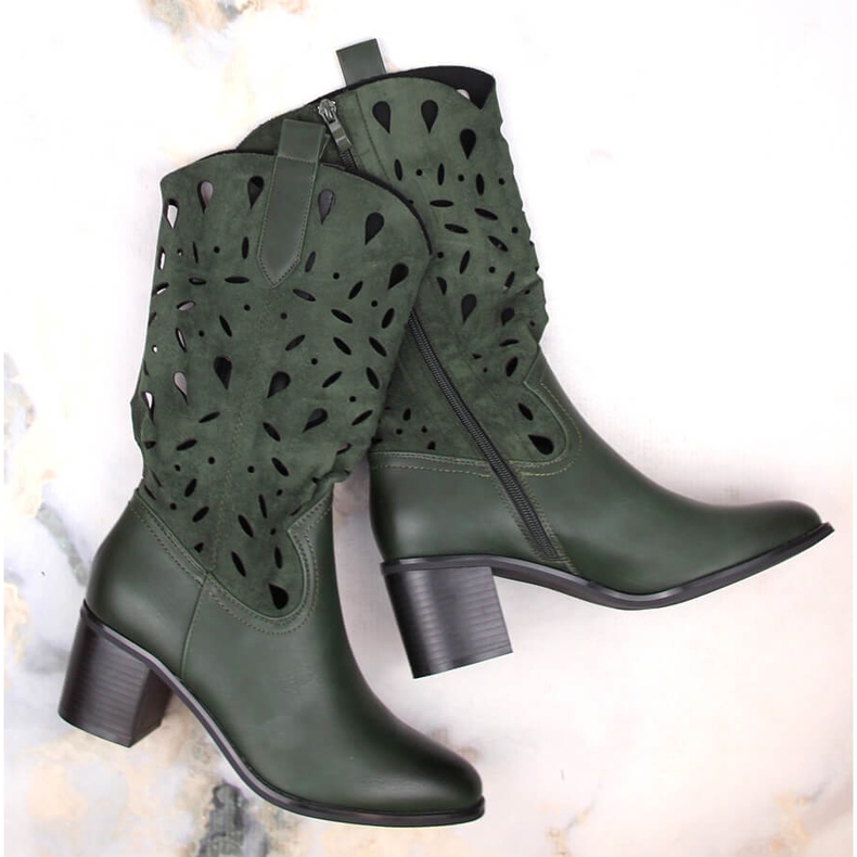 M. DASZYŃSKI Botas cowboy cálidas caladas de mujer verde M.Daszyński MR2337-3 1 M. DASZYŃSKI Botas cowboy cálidas caladas de mujer verde M.Daszyński MR2337-3 1