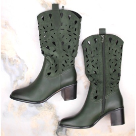 M. DASZYŃSKI Botas cowboy cálidas caladas de mujer verde M.Daszyński MR2337-3 2