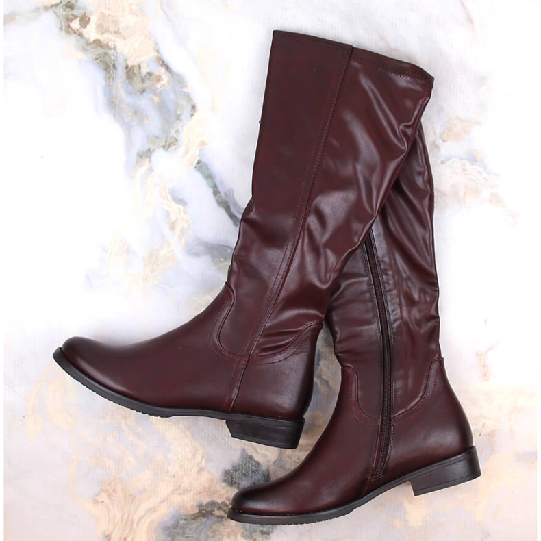 M. DASZYŃSKI Botas de mujer con suela plana y aislamiento burdeos M.Daszyński SA62-69 rojo 1 M. DASZYŃSKI Botas de mujer con suela plana y aislamiento burdeos M.Daszyński SA62-69 rojo 1