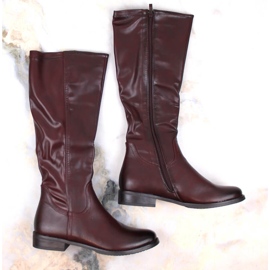 M. DASZYŃSKI Botas de mujer con suela plana y aislamiento burdeos M.Daszyński SA62-69 rojo 2